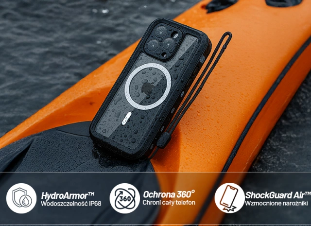 Case for iPhone 15 waterproof Mag Safe Case armored waterproof housing black and gray