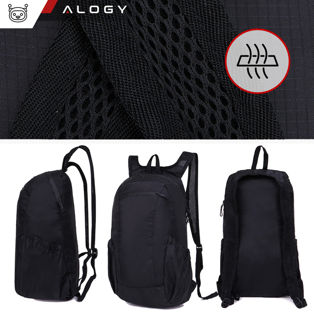 Backpack bag men's women's tourist climbing small 20l foldable lightweight school youth urban waterproof Alogy Black