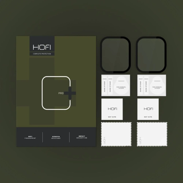 Гібридне скло Hofi Hybrid Pro 2-Pack для Apple Watch 7/8/9 (41 мм) чорне