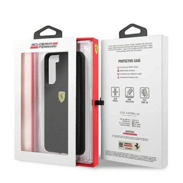 Etui na telefon Ferrari Hardcase для Samsung Galaxy S21 czarny/black Hardcase On Track Perforated