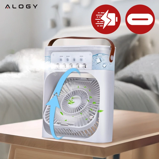 Stolný ventilátor stojaci ventilátor malé obehové čerpadlo s klipom bezdrôtové ručné 500mAh USB-C Alogy White