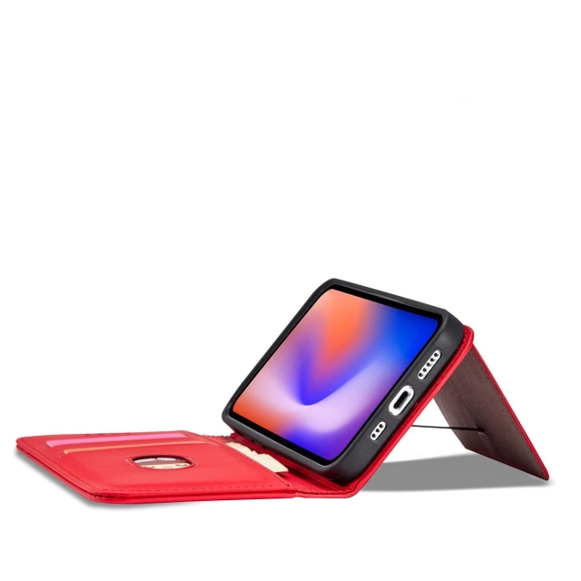 Magnetkartenhülle für iPhone 12 Pro Max Tasche Kartenetui Kartenhalter Rot