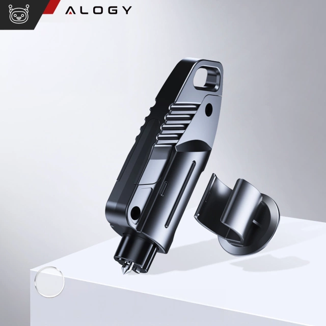 Bezpečnostné kladivo do auta 2v1 Alogy rozbíjač okien nôž na bezpečnostný pás Čierny