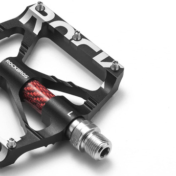 RockBros K307T aluminum platform pedals with 5 metal pins, set of 2 Black