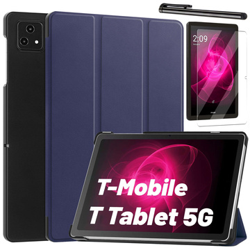 Skleněné pouzdro pro T-Mobile T Tablet 5G 10,36" pouzdro na tablet Alogy Book Cover Case Navy Blue Stylus Zdarma