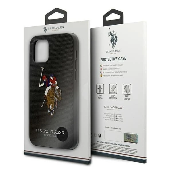 Puzdro US Polo USHCP12LPUGFLBK na telefón Apple iPhone 12 Pro Max black/black Polo Embroidery Collection