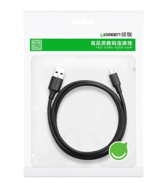 Uzelený kábel USB – micro USB 2.4 A 480 Mb/s 1,5 m čierny (US289 60137)