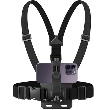 Спортивний ремінь Alogy Chest нагрудний тримач для фотоапарата, камер GoPro, телефону універсальний Black