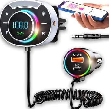 Bluetooth Audio FM MP3 BT vysílač Rychlá USB nabíječka do auta QC 3.0 USB-C typu C PD pro Alogy Car