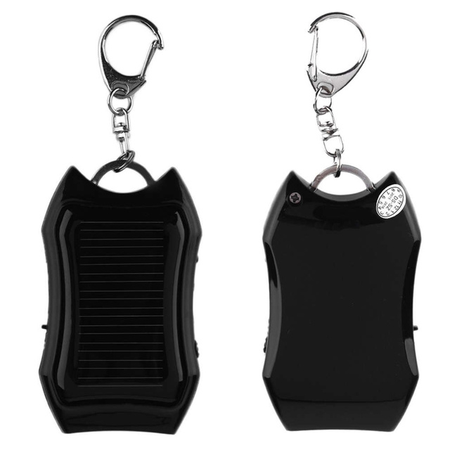 Solar Power Bank Power Bank with Flashlight 1200mAh Backpack Keychain Black