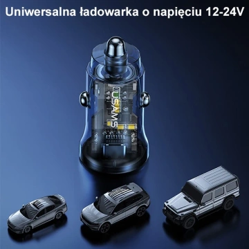 USAMS Car charger 1xUSB 1xUSB-C C32 30W Fast Charge black/black CC164CC01 (US-CC164)