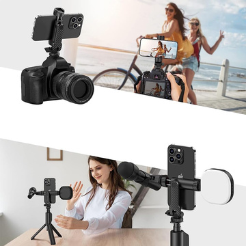 Adaptér držáku telefonu na stativ fotoaparátu 1/4 závit univerzální otočný selfie stativ Black Mini