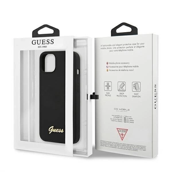 Guess GUHMP13MLSLMGBK iPhone 13 6,1" black/czarny hardcase Silicone Script Gold Logo