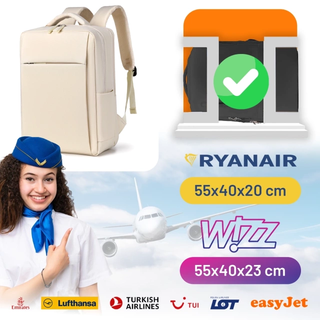 Batoh Alogy UrbanPack Pro™ Business pre notebooky 15-16" – vodeodolný, nárazuvzdorný, s vreckom na fľašu a popruhom na batožinu – béžový