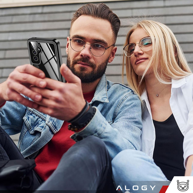 Pouzdro pro Samsung Galaxy A55 5G Armored Waterproof IP68 360 Armor Case Vestavěné Glass Alogy Black