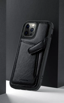 Kožené puzdro Nillkin Aoge Flexibilné pancierové puzdro z pravej kože s vreckom iPhone 12 mini čierny