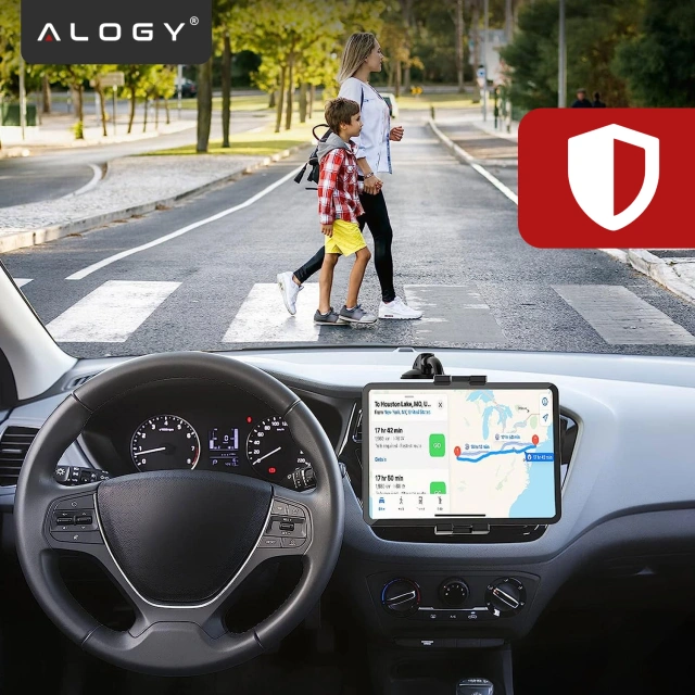 Alogy Autohalterung für Tablet-Telefon, Armaturenbrett, Windschutzscheibe für Auto mit langem Arm, 4–13 Zoll, Schwarz