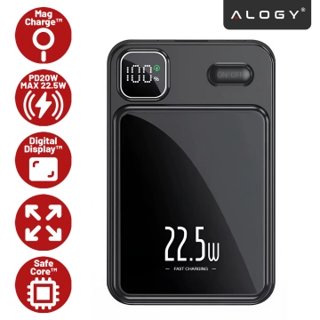 PowerBank Alogy MagCharge 22.5W PD20W PowerDelivery Fast Charging 10000mAh Wireless for MagSafe Black