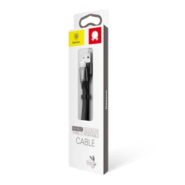 Baseus Nimble plochý kábel USB / USB-C kábel s držiakom 2A 0,23M čierny (CATMBJ-01)