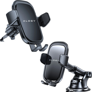 Držák telefonu do auta, okno, mřížka, kokpit, palubní deska, auto, auto, pro 7" telefon Alogy 3v1 Black
