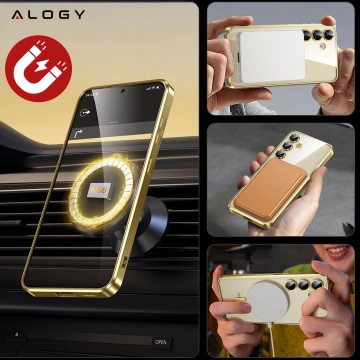 Puzdro MagSafe pre Apple iPhone 16 Pro Max Alogy Glamour puzdro na luxusný prsteň zlato-priehľadné