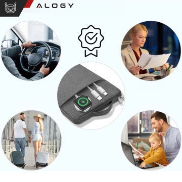 Магнітно-індукційний зарядний кабель 2в1 для Apple Watch, iPhone 1M Lightning USB-C кабель Alogy White