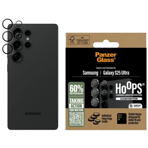 Захисне скло для об'єктива камери PanzerGlass Hoops із загартованим покриттям для Samsung Galaxy S25 Ultra