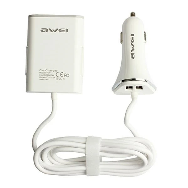 AWEI car charger C-400 9.6A 4xUSB High Speed white/white