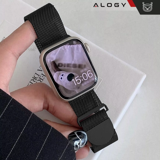 Alogy Stahlarmband für Apple Watch 38/40/41 mm Edelstahl Schwarz