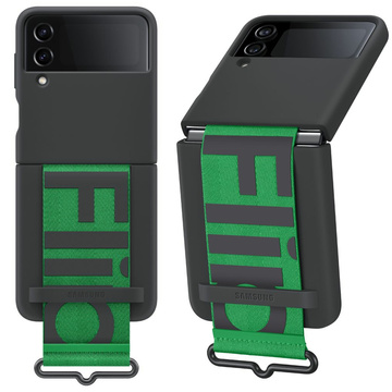 Oryginalne etui Samsung Silicone Cover Strap do Samsung Galaxy Z Flip 4 Czarny
