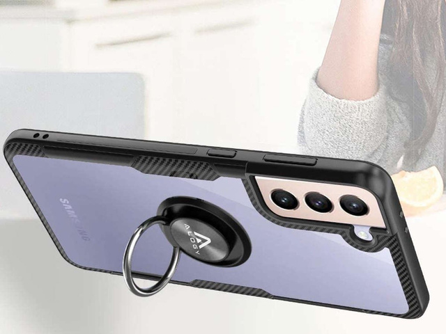 Etui Alogy Ring Holder Clear Armor für Samsung Galaxy S21 Plus schwarz