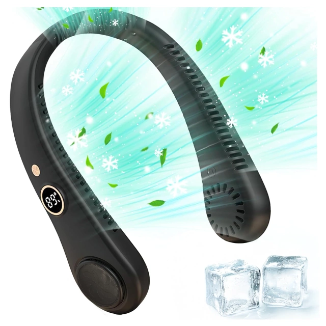 Alogy BreezeNeck™ Nackenventilator Mini-Luftzirkulator mit Display 1500mAh Schwarz