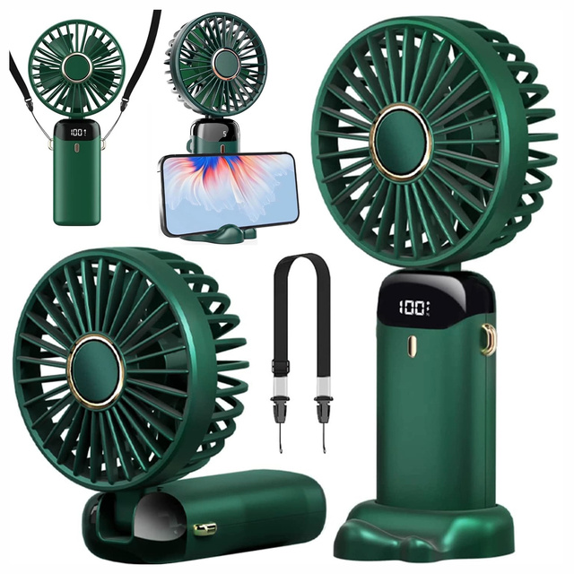 Fan Fan Handheld Fan Wireless Alogy Desktop Portable Handheld with Phone Holder USB-C Navy Blue