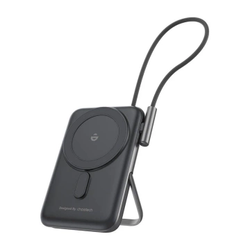 Зовнішній акумулятор Choetech Black 10000mAh 20W PD Magnetic з кабелем USB-C, чорний