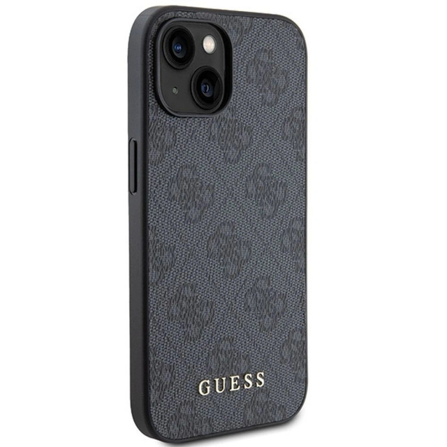 Originálne puzdro GUESS Hardcase GUHCP15SG4GFGR pre iPhone 15 (4G kovové logo / sivé)