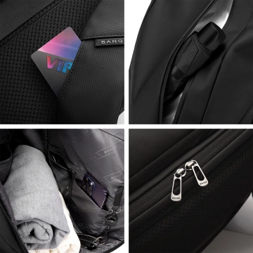 Bange Waterproof Backpack for Laptop 15.6" City Travel 45x30x16 cm for Work Airplane Men's Women's with USB Port Black