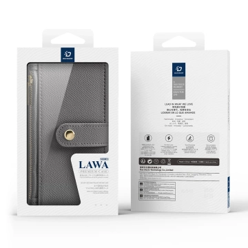 iPhone 16 Pro Max Dux Ducis Lawa Leather Case with MagSafe Wallet Gray