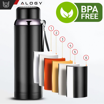Thermosflasche Thermoflasche 800 ml für Kaffee Tee Yerba Mate LED-Siebschnur Alogy-Display Schwarz