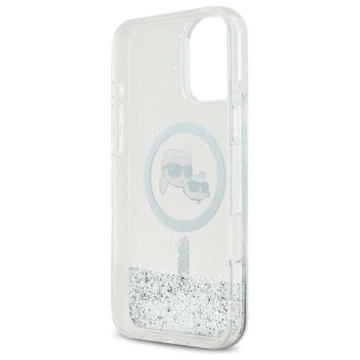 Etui Karl Lagerfeld pre iPhone 16 6,1" Magsafe Hardcase Transparent Liquid Glitter Karl