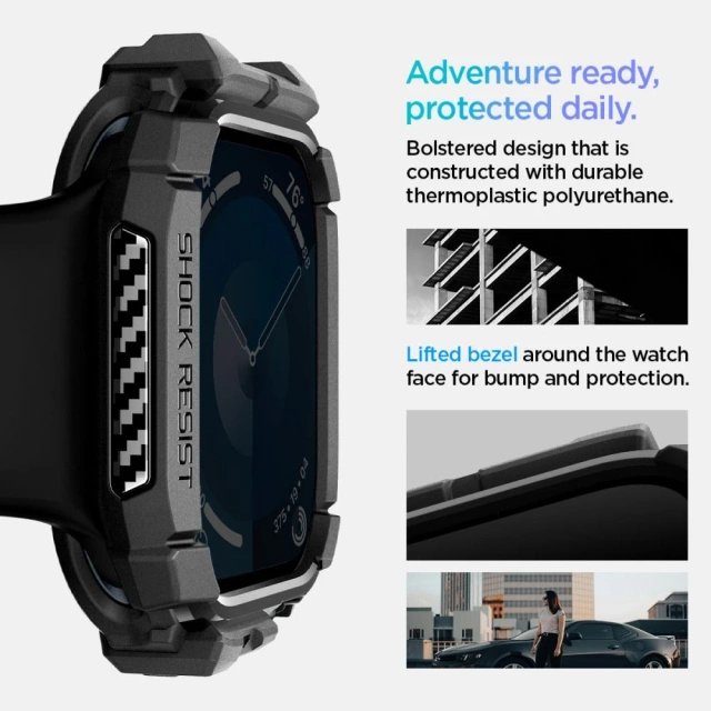 Etui Spigen Rugged Armor „Pro“ pro Apple Watch 10 (42 MM) matná černá