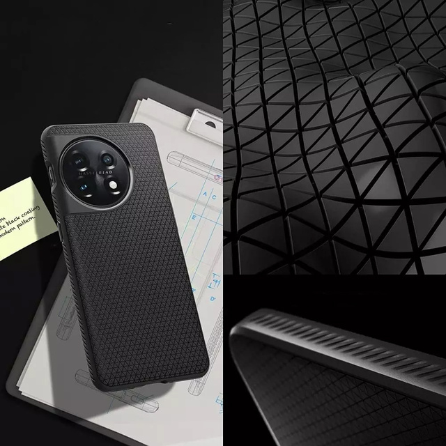 Schützende Spigen Liquid Air Handyhülle für OnePlus 11 5G Mattschwarz