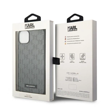 Захисний чохол для телефону Karl Lagerfeld KLHCP14SSAKLHPG для Apple iPhone 14 6.1" hardcase сірий/сірий Saffiano Mono Metal Logo