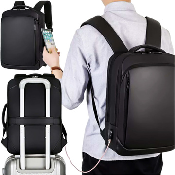 Rucksack Laptoptasche 15,6 Zoll Herren Damen Großer USB-Flugzeugkoffer Unisex 42x30x10cm Alogy Wasserdicht Schwarz