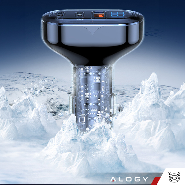 Nabíječka do auta 2x USB-C C PD 36W USB QC 3.0 LED rychlá pro telefon, výkonný 72W Pouzdro Alogy černé