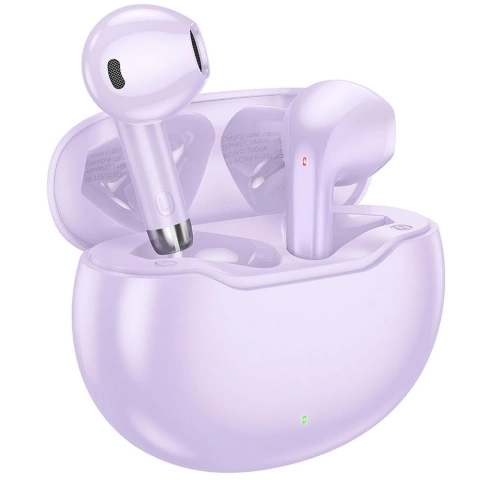 Bezdrôtové Bluetooth slúchadlá HOCO TWS EW61, fialové, s nabíjacím puzdrom