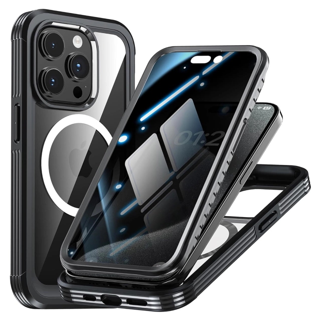 Etui ochronne na telefon do Apple iPhone 16 Pro Alogy Shield360 MagCase™️ do MagSafe obudowa z ochroną wyświetlacza i aparatu Czarne