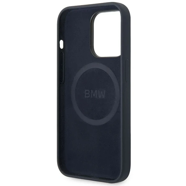 BMW BMHMP14XSTRONG Phone Case for Apple iPhone 14 Pro Max 6.7" navy blue/navy Silicone Metal Logo MagSafe