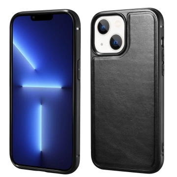 iCarer Leather Oil Wax case covered with natural leather for iPhone 13 mini black (ALI1211-BK)
