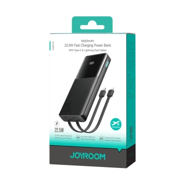 Powerbanka Joyroom 10 000 mAh 22,5 W s 2 káblami – pripravená na nabíjanie