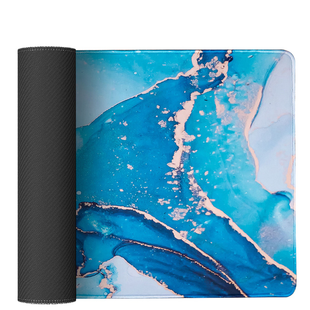 Stolní podložka pod myš klávesnice Protiskluzová herní ochranná podložka XXL 90x40 Alogy Marble modrá